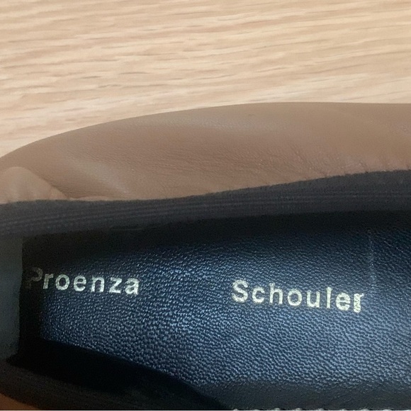NIB PROENZA SCHOULER Kristie Ballet Flat Brown Square Toe Minimalist Neutral 41 - Picture 7 of 16